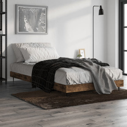 Smoked Oak Single Bed Frame 90x190 cm - Engineered Wood