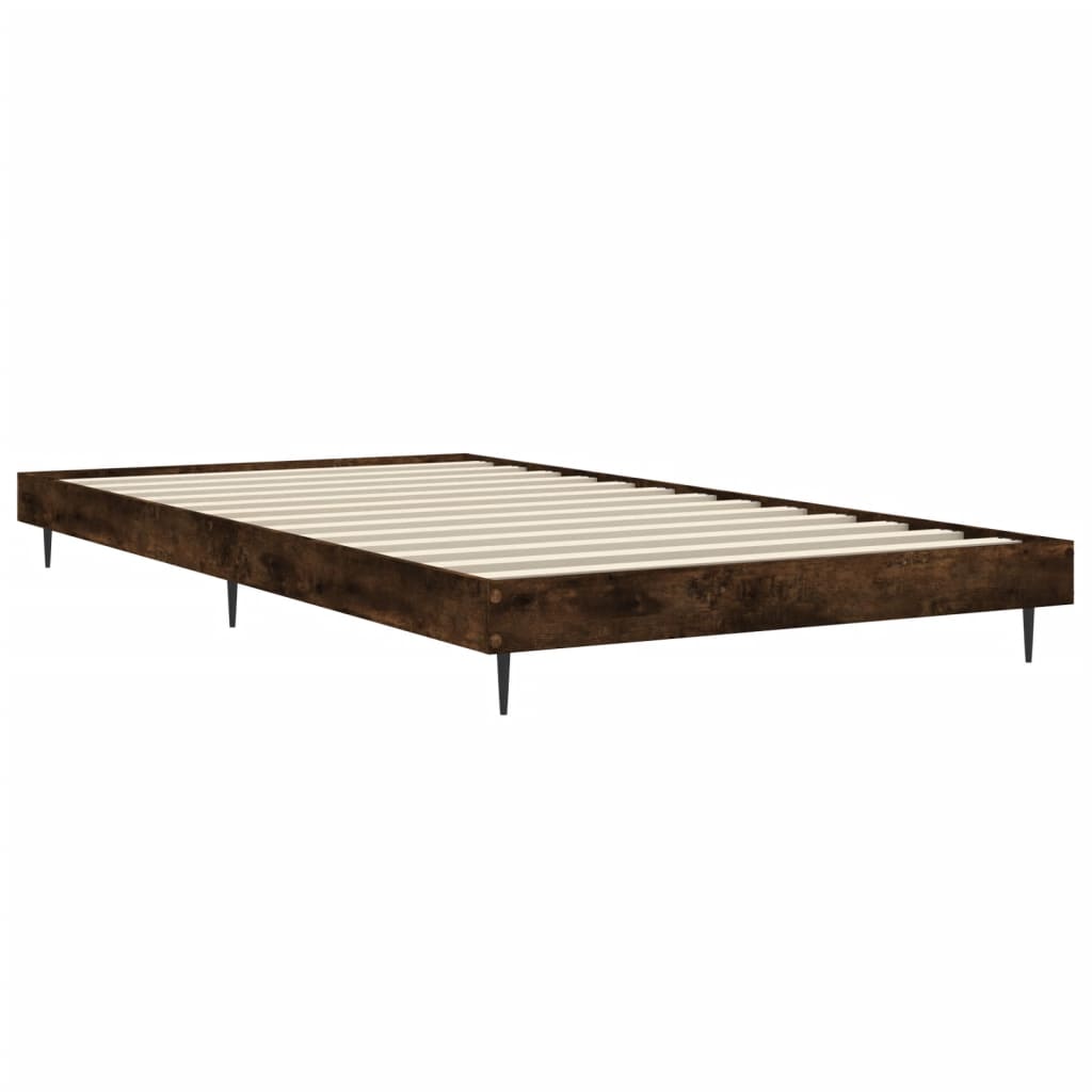 Smoked Oak Single Bed Frame 90x190 cm - Engineered Wood