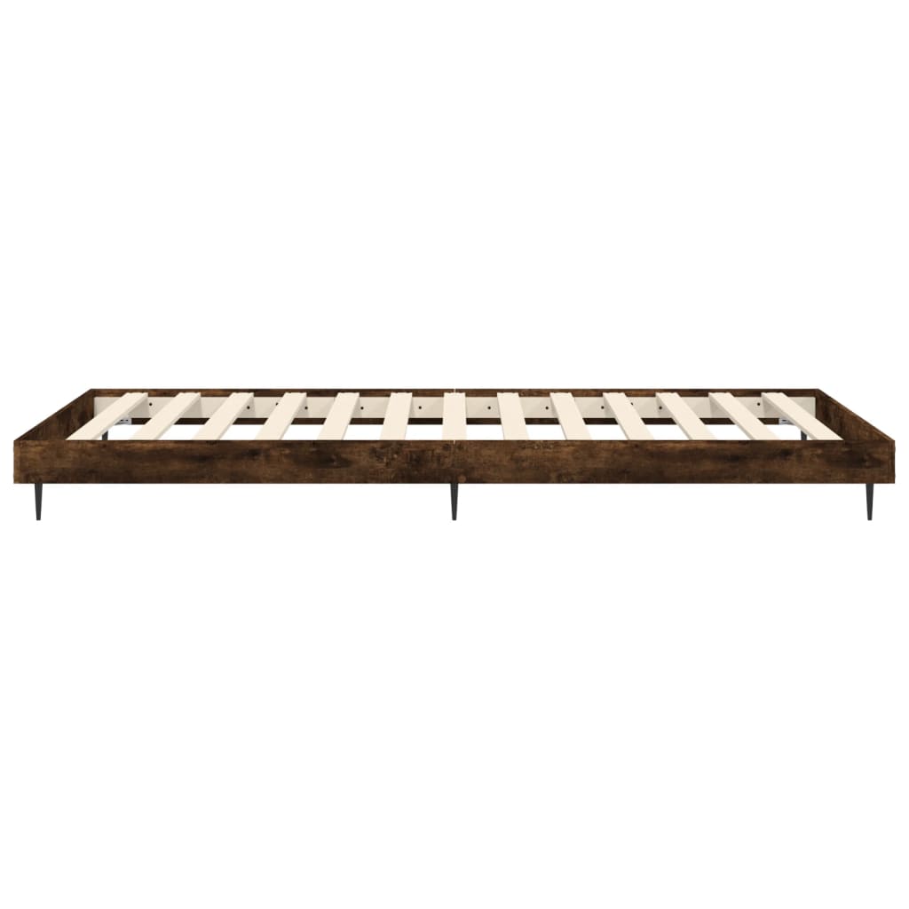 Smoked Oak Single Bed Frame 90x190 cm - Engineered Wood