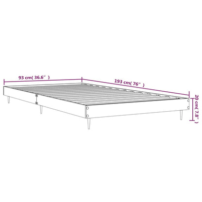 Smoked Oak Single Bed Frame 90x190 cm - Engineered Wood