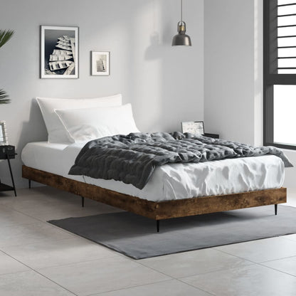 Smoked Oak Single Bed Frame 90x190 cm - Engineered Wood