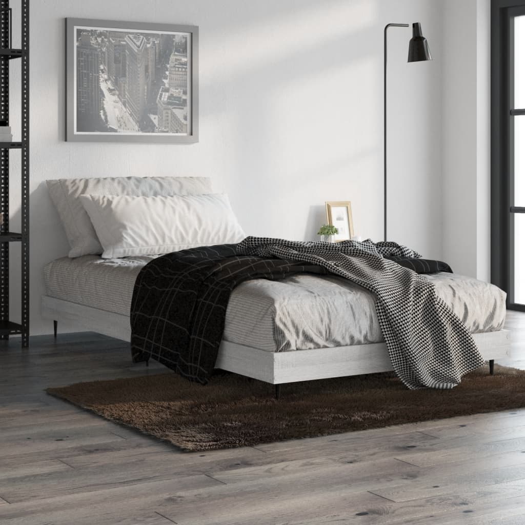 Grey Sonoma Engineered Wood Single Bed Frame 90x190 cm