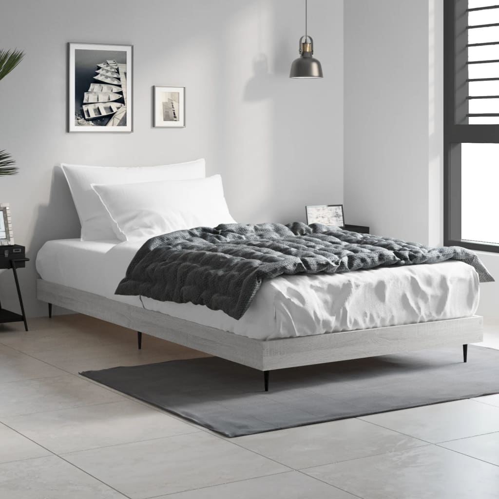 Grey Sonoma Engineered Wood Single Bed Frame 90x190 cm