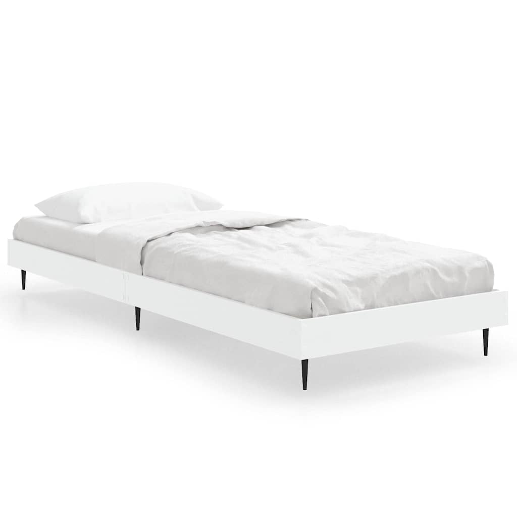 White Engineered Wood Small Single Bed Frame 75x190 cm