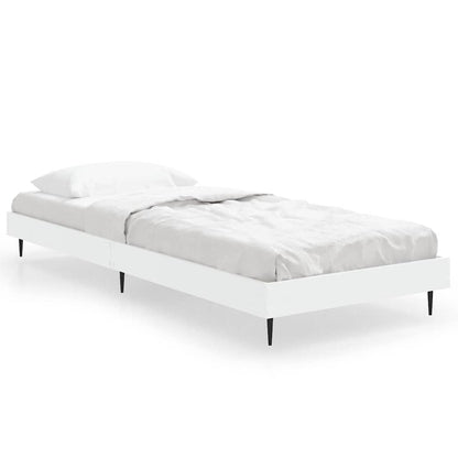 White Engineered Wood Small Single Bed Frame 75x190 cm