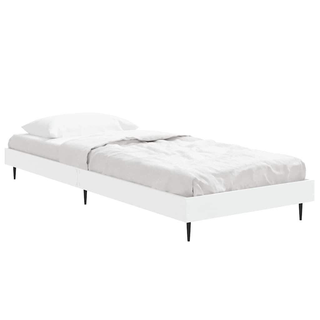 White Engineered Wood Small Single Bed Frame 75x190 cm