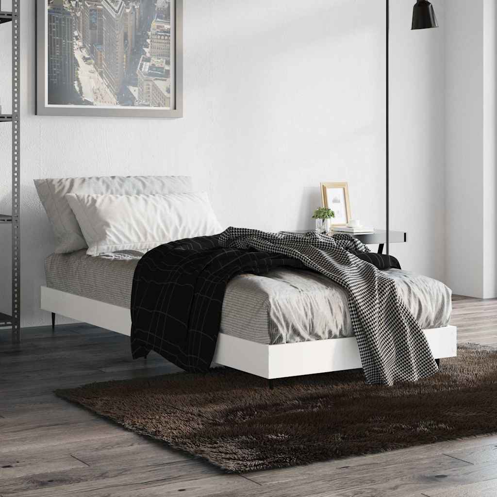White Engineered Wood Small Single Bed Frame 75x190 cm