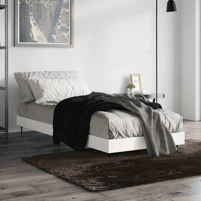 White Engineered Wood Small Single Bed Frame 75x190 cm