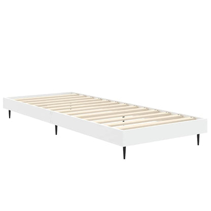 White Engineered Wood Small Single Bed Frame 75x190 cm