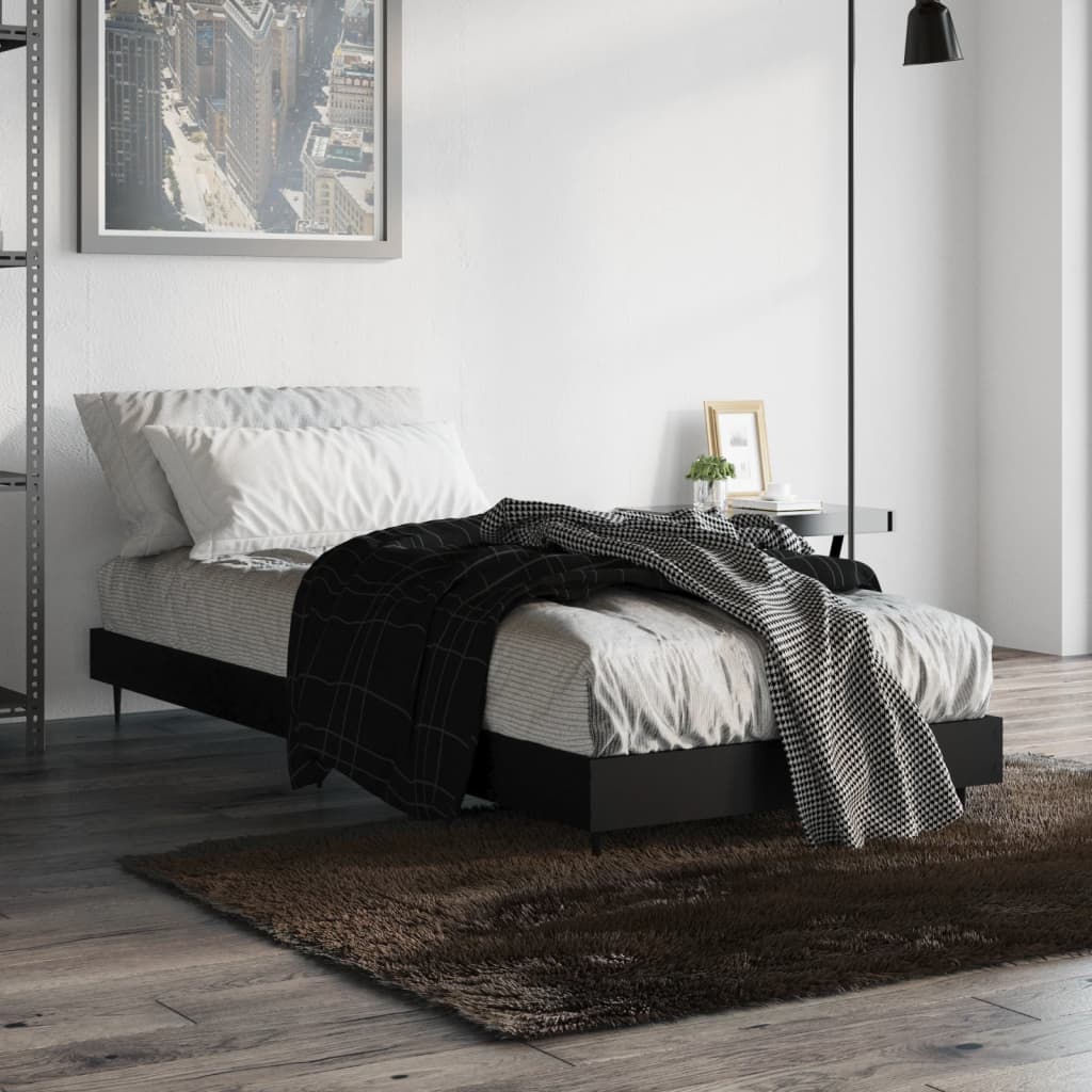 Black Engineered Wood Bed Frame 75x190 cm - Small Single