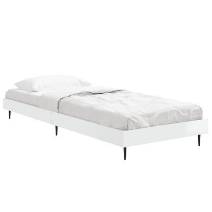High Gloss White Small Single Bed Frame 75x190 cm