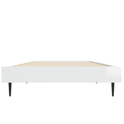 High Gloss White Small Single Bed Frame 75x190 cm