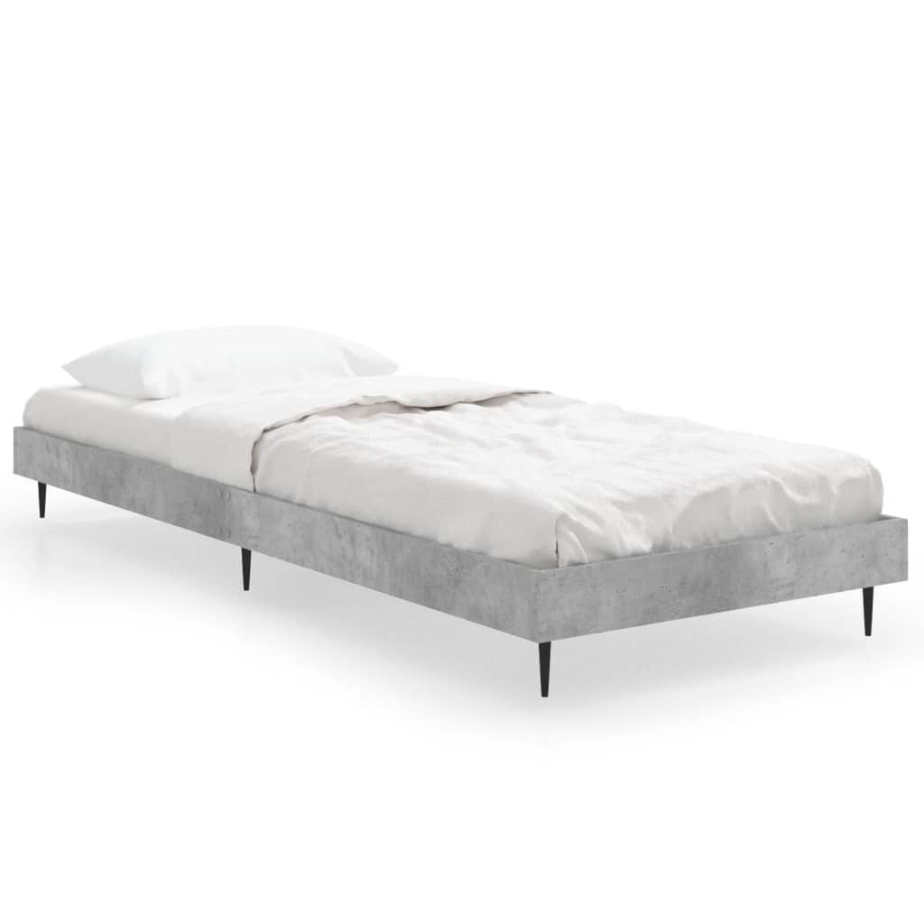 Concrete Grey Small Single Bed Frame 75x190 cm - No Mattress Included