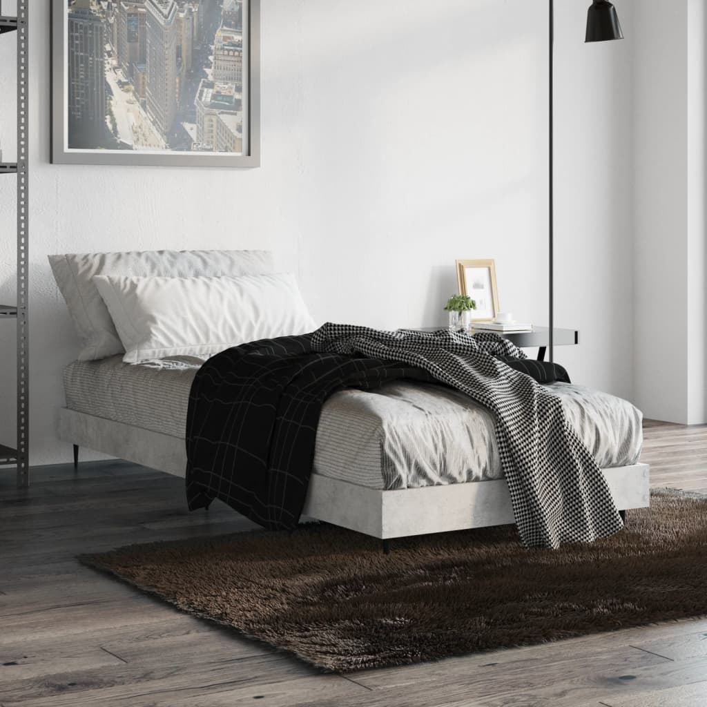 Concrete Grey Small Single Bed Frame 75x190 cm - No Mattress Included