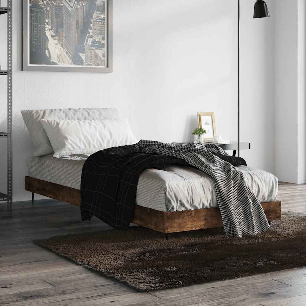 Smoked Oak Small Single Bed Frame 75x190 cm - Engineered Wood