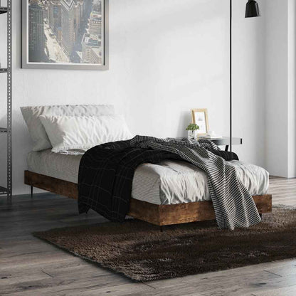 Smoked Oak Small Single Bed Frame 75x190 cm - Engineered Wood