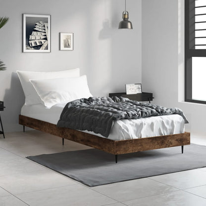 Smoked Oak Small Single Bed Frame 75x190 cm - Engineered Wood
