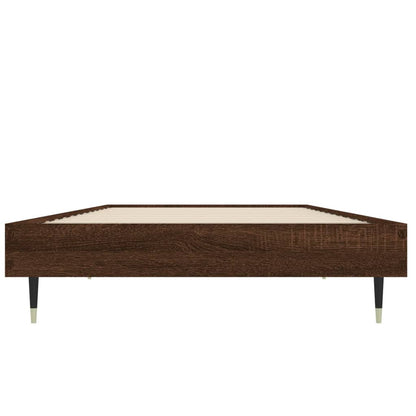 Compact Brown Oak Bed Frame 75x190cm - Engineered Wood