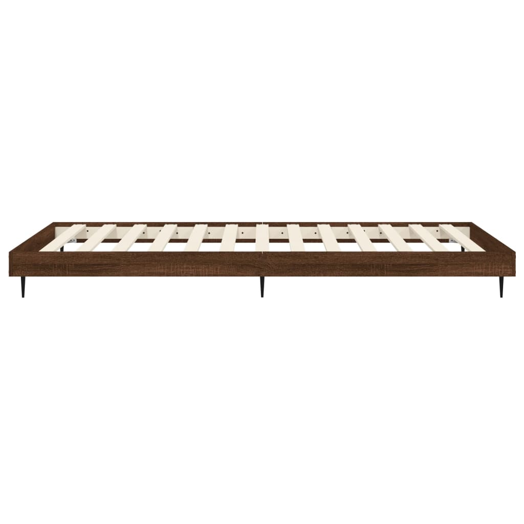 Compact Brown Oak Bed Frame 75x190cm - Engineered Wood