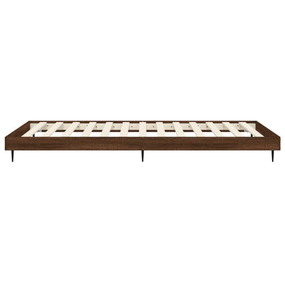 Compact Brown Oak Bed Frame 75x190cm - Engineered Wood