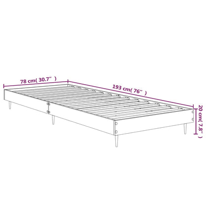 Compact Brown Oak Bed Frame 75x190cm - Engineered Wood