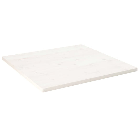 Solid Pine Wood Square Table Top, White, 80x80x2.5 cm