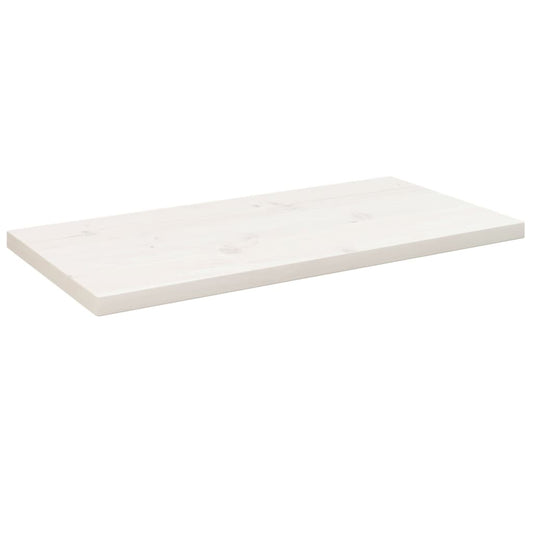 Solid Pine Wood Table Top, White Finish, 80x40x2.5 cm Rectangular