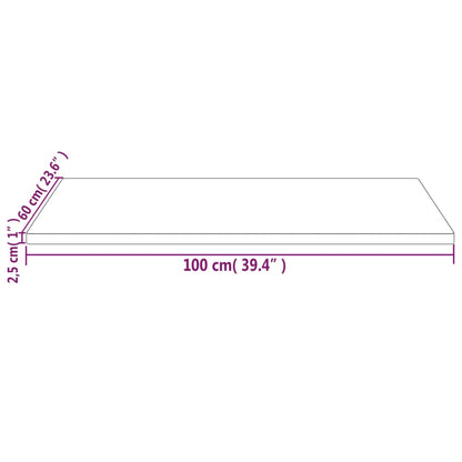 Solid Pine Rectangular Tabletop 100x60x2.5 cm - Natural Finish