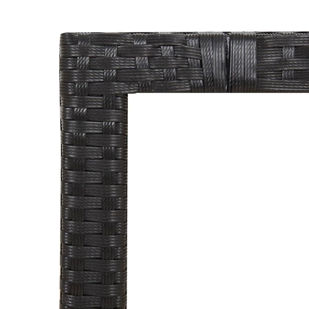 7-Piece Black Poly Rattan & Acacia Wood Garden Dining Set