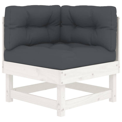 White Solid Wood Pine Corner Sofa with Cushions
