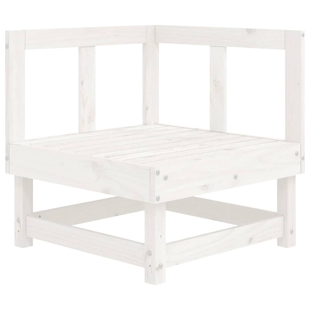 White Solid Wood Pine Corner Sofa with Cushions