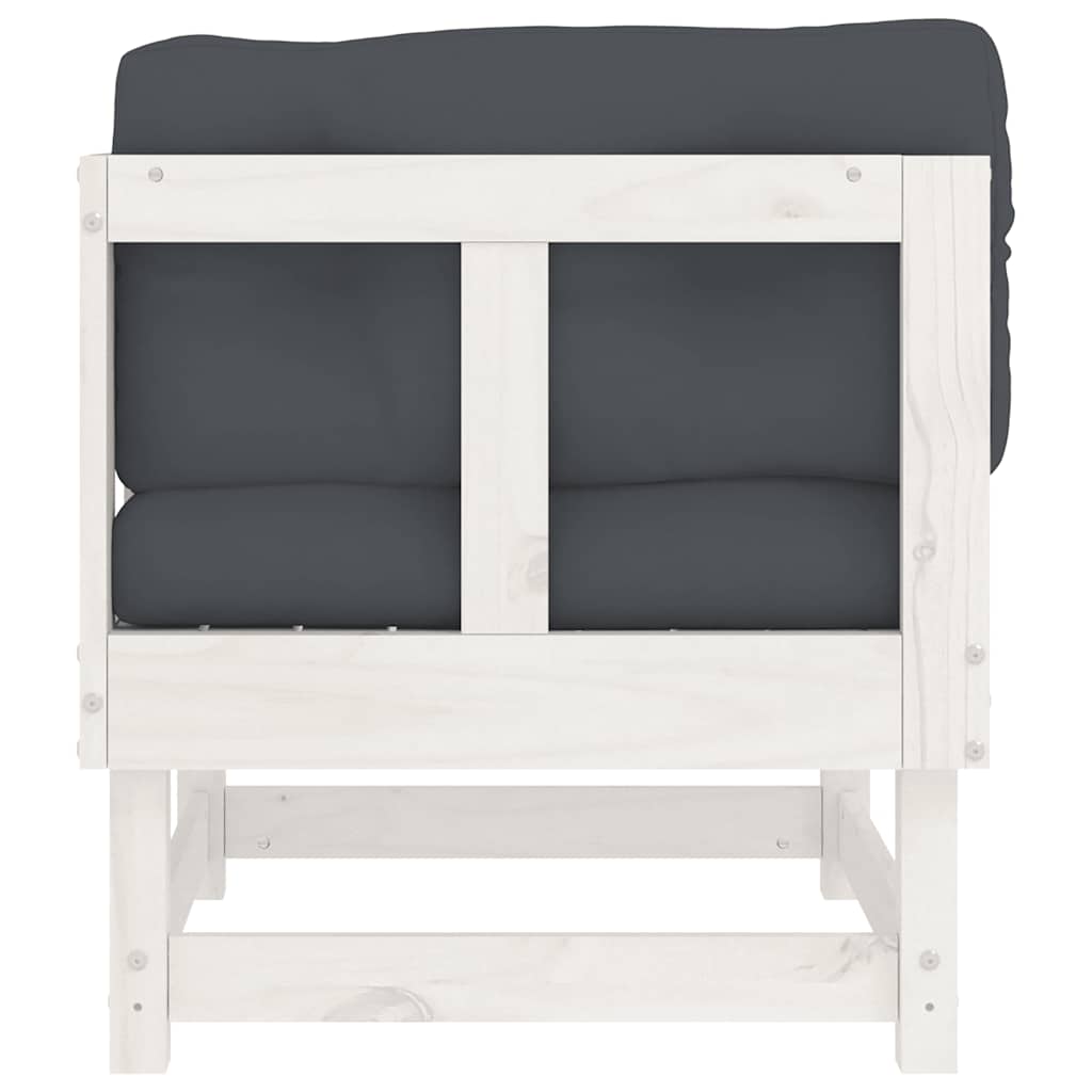 White Solid Wood Pine Corner Sofa with Cushions