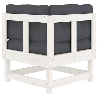 White Solid Wood Pine Corner Sofa with Cushions