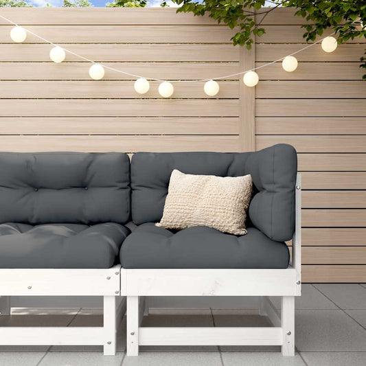 White Solid Wood Pine Corner Sofa with Cushions