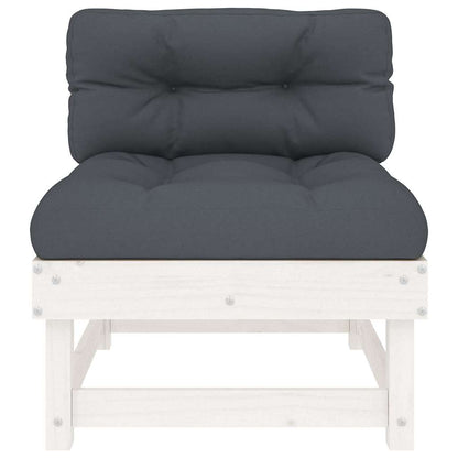 White Solid Wood Pine Middle Sofa with Cushions - Elegant & Durable