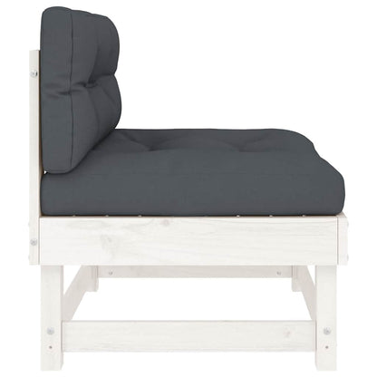White Solid Wood Pine Middle Sofa with Cushions - Elegant & Durable