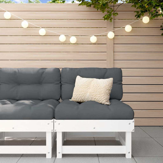 White Solid Wood Pine Middle Sofa with Cushions - Elegant & Durable