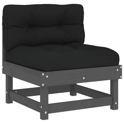 Grey Pine Wood Middle Sofa with Cushions - Elegant & Durable Design