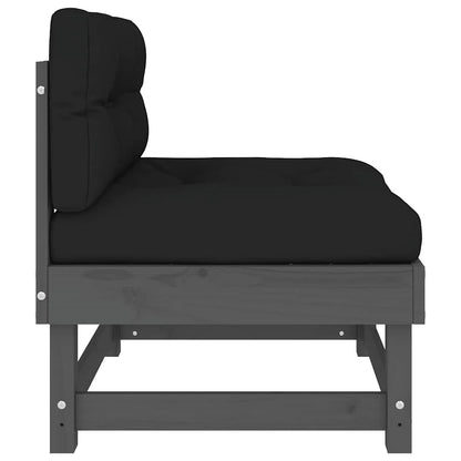Grey Pine Wood Middle Sofa with Cushions - Elegant & Durable Design