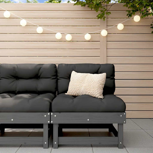 Grey Pine Wood Middle Sofa with Cushions - Elegant & Durable Design