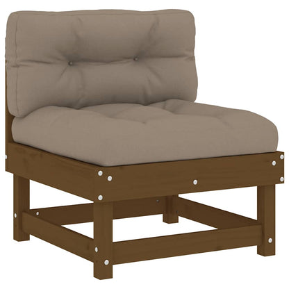Honey Brown Solid Wood Pine Middle Sofa with Cushions
