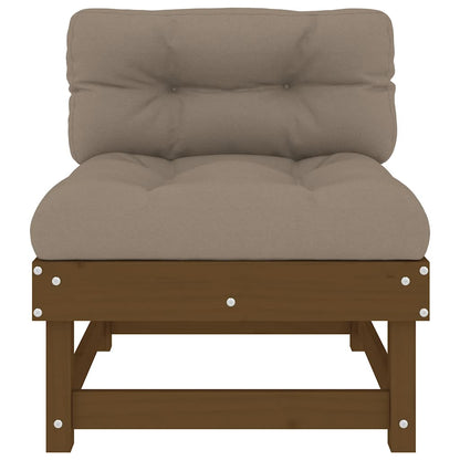 Honey Brown Solid Wood Pine Middle Sofa with Cushions