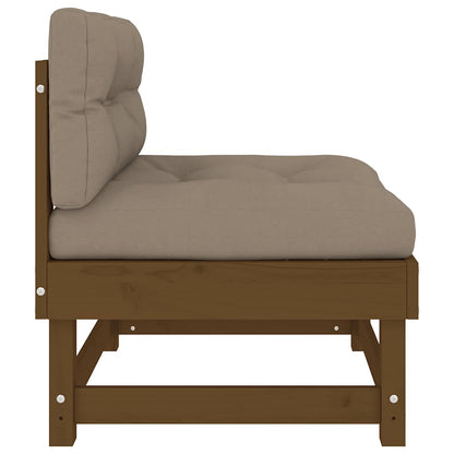 Honey Brown Solid Wood Pine Middle Sofa with Cushions