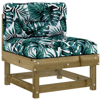 Middle Sofa with Cushions in Pine Wood Finish