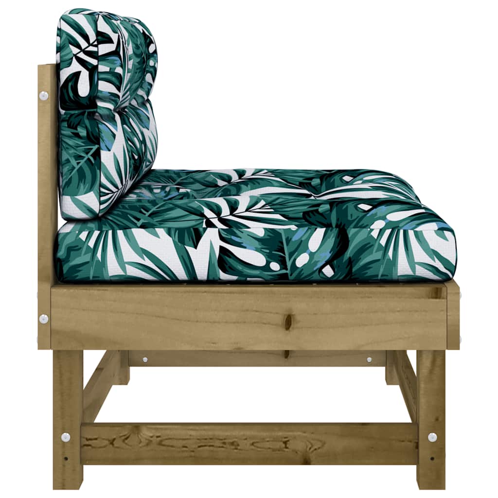 Middle Sofa with Cushions in Pine Wood Finish