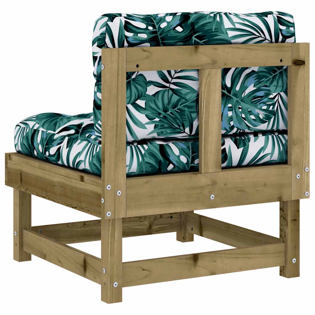 Middle Sofa with Cushions in Pine Wood Finish