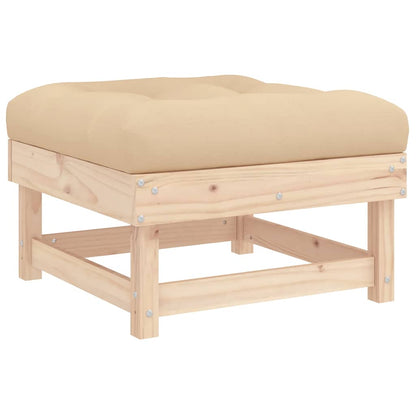 Comfortable Pine Wood Garden Footstool with Cushion - Solid Design