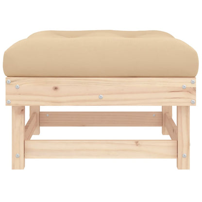 Comfortable Pine Wood Garden Footstool with Cushion - Solid Design