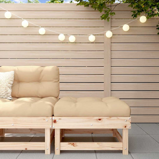 Comfortable Pine Wood Garden Footstool with Cushion - Solid Design