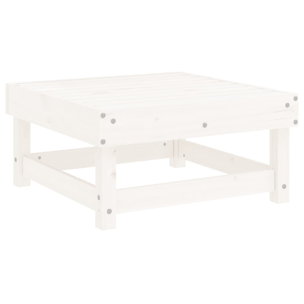 White Solid Wood Pine Garden Footstool with Cushion